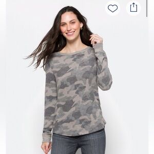 Pink Clover Nova Gray Camouflage Long Sleeve Top Super Soft Size M